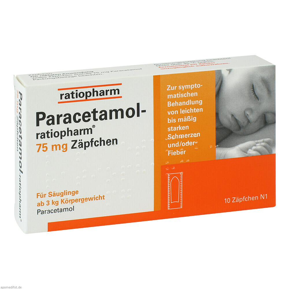 PARACETAMOL RATIO 75MG SUP 10St (RATIOPHARM)