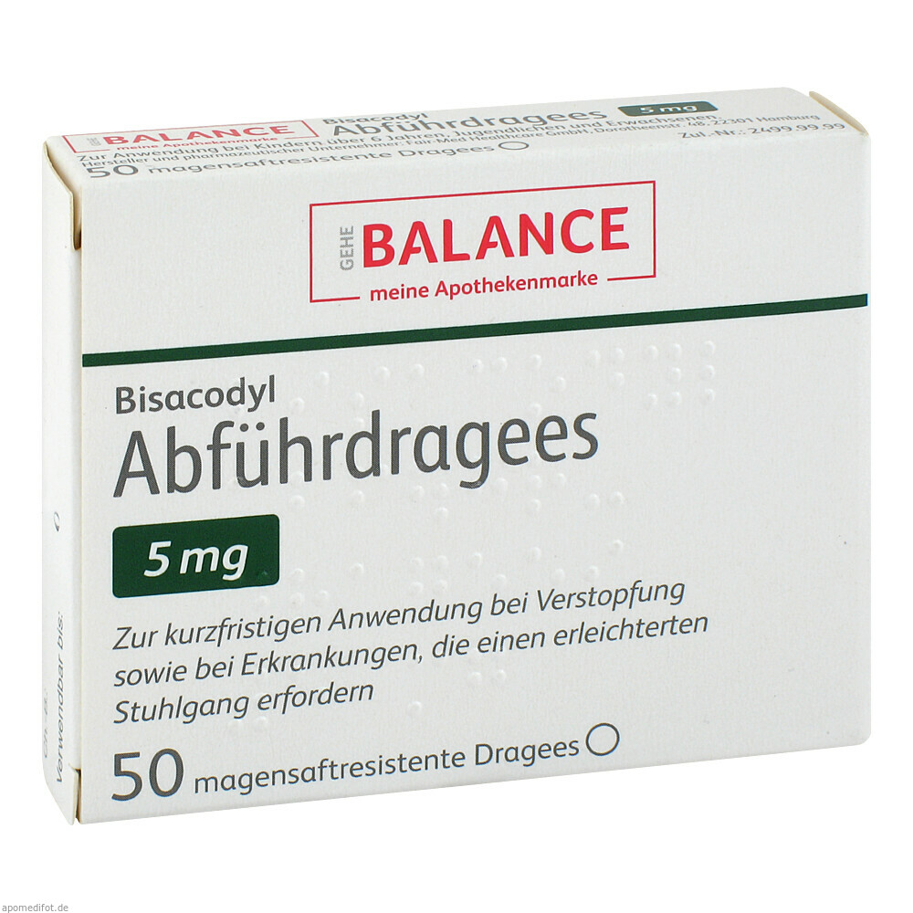 BISACODYL DRAGEES 5MG BALA 50St (ALLIANCE HEALTHCARE)