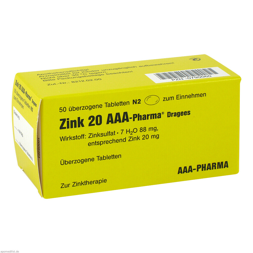 ZINK 20 AAA PHARMA DRAGEES 50St (AAA PHARMA)