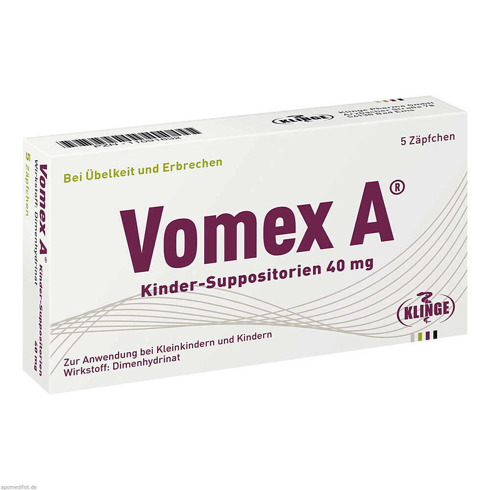 VOMEX A KINDER SUPPOS 40MG 5St (KLINGE PHARMA)